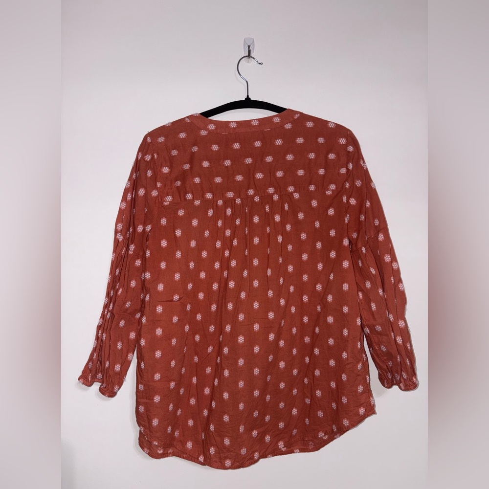 J. Jill peasant top orange brown patterned button India up size small - Picture 7 of 7